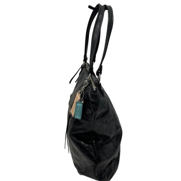 Coach Poppy Glam Large Black Leather Bag with Charms A1294-19002 - Picture 6 of 10